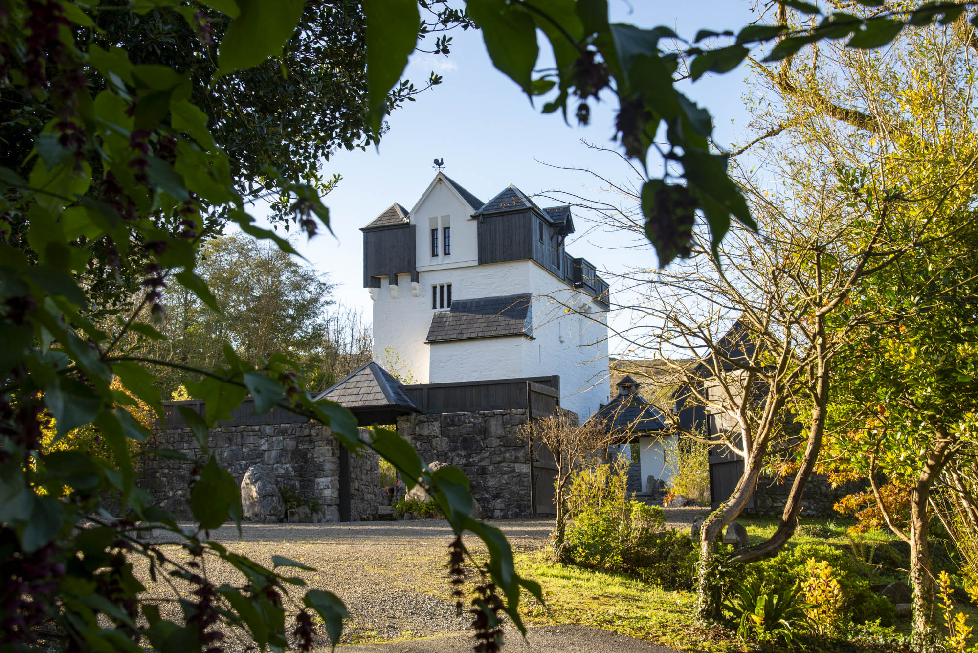 Gregan's Castle tower house at night